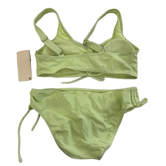 Cabana del Sol neon bright lime green 2 piece swimsuit - Picture 2 of 5